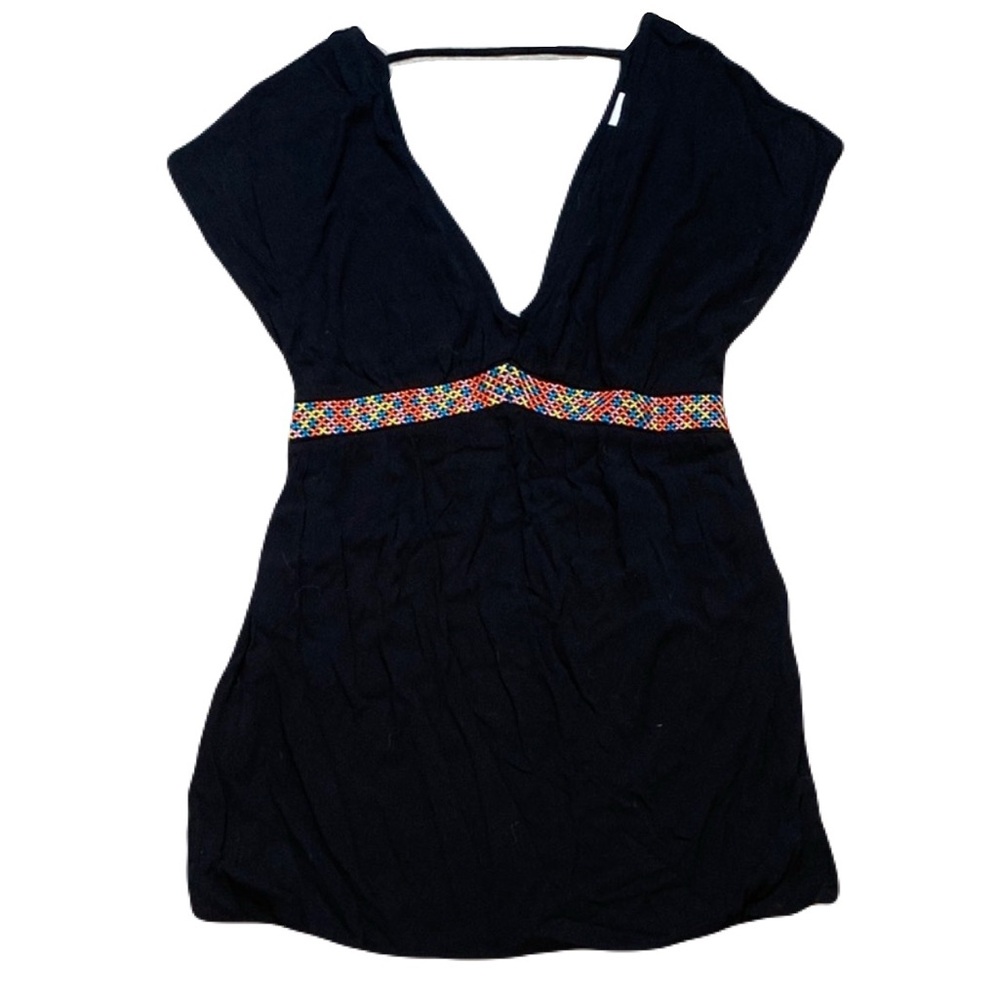 Xhilaration Black Swim Coverup Colorful Stretchy‎ Waistband Women’s Medium